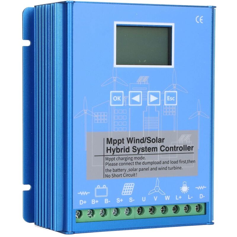 Solar-/wind-hybrid-laderegler, 800 W Windkraftanlage / 600 W Solaranlage (pv Mppt-laderegler), 12 V/24 V Automatische Spannungserkennung, Mit Lcd-display, Für Windkraftanlagen Und Solarmodule