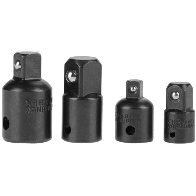 Pissente 4-teiliges Steckschlüssel-reduzieradapter-set Aus Chrom-vanadium-stahl, 1/2", 3/8", 1/4", L-schlüssel Mit Kugelhaltefeder Für Sichere Steckschlüsselverbindung (schwarz)
