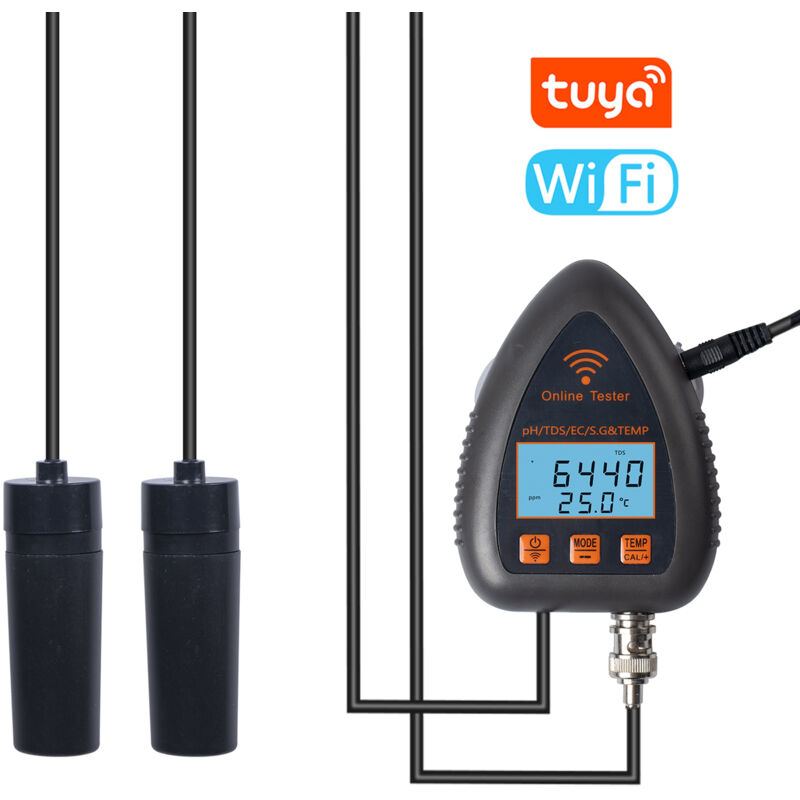 Wasserqualitätstester Ph/tds/salzgehalt/sg/temperatur Mit Online-überwachung Per App Und Wlan, Ideal Für Aquarien, Hydrokultur, Pools Und Aquakultur, Mit Einfacher Kalibrierung.
