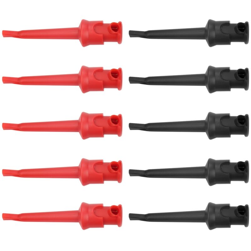Akozon 10er-pack P5002 Multimeter-hakenklemmen Zum Löten Von Smt-, Smd-, Ic- Und D20-drähten, Zuverlässig, Schwarz Und Rot (fünf Schwarze Und Fünf Rote)