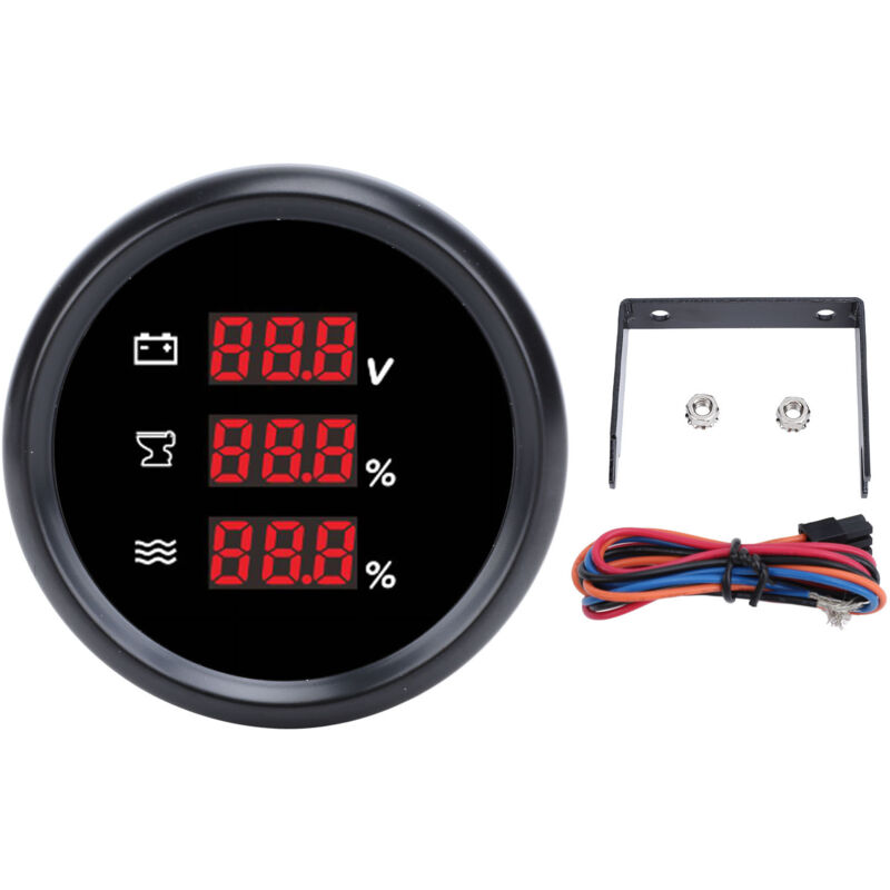 Digitales Abwasserpegelmessgerät Für 9-32 V Dc, 52 Mm (schwarzes Zifferblatt, Schwarze Lünette).
