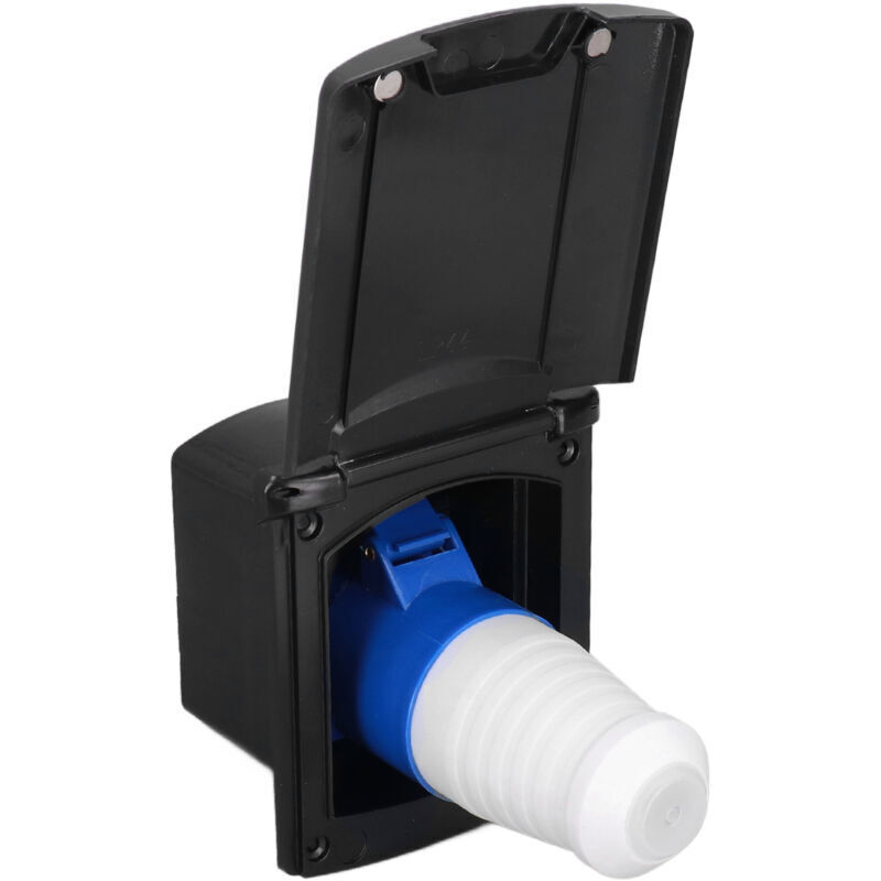 Entational Rv Externe Stromversorgung, 32a 220v-250v Steckdosenkasten, Integrierte Halterung, Wasserdicht, Stabile Leistung Für Wohnmobil, Wohnwagen, Anhänger (schwarz), Standard