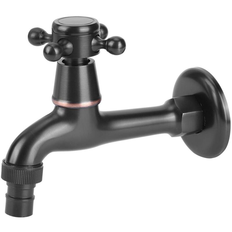 Vintage Kaltwasser-gartenarmatur, G1/2" Schwarzmessing-wasserhahn, Wandmontierte Badezimmer-waschtischarmatur Mit Massivem Metallkreuzgriff.