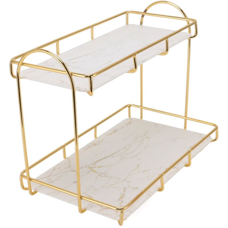 Doppeltes Badezimmerregal In Gold, Wasserdichtes Metallregal Mit Großem Fassungsvermögen, Ablage Für Kosmetik Und Parfüm Im Badezimmer