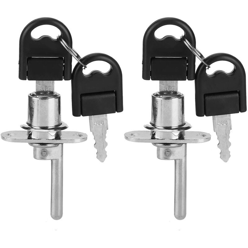 Set Mit 2 Büroschubladenschlössern Inklusive Schlüsseln (19 Mm Kopf, Silber)