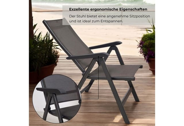 KETTLER Klappstuhl KETTLER BASIC BASE Klappsessel Multipositionssessel Anthrazit / Bronze