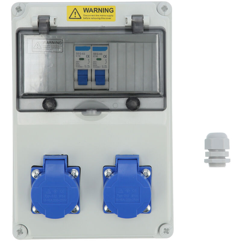 2-positionen-wandverteilerkasten, 16a 220-250v Einphasen-baustellenverteilerkasten, Tragbarer Stromverteiler Ip65.