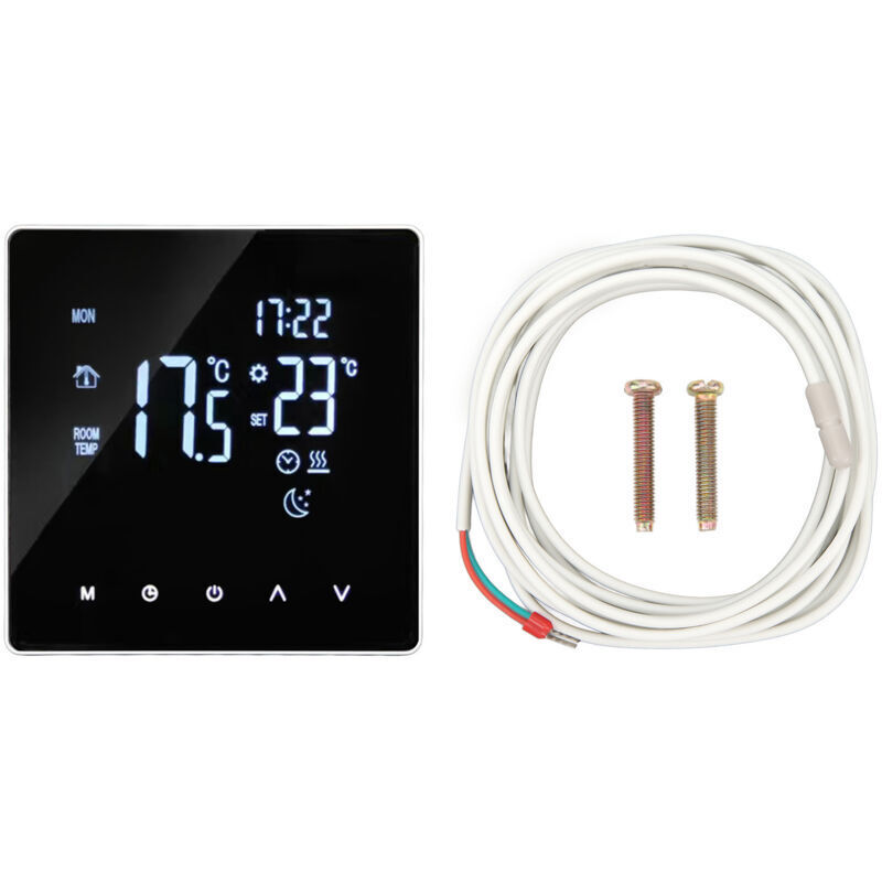 16a 4400w Fußbodenheizungsthermostat, Smart Timer, Programmierbarer Temperaturregler Für Zuhause, Ac 90-240v, Elektrisch Mit Wi-fi (3m Sensorkabel Im Lieferumfang Enthalten).