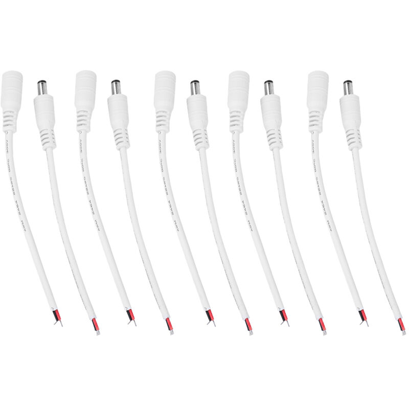 5-paariges Hohlstecker-stromkabel, Stecker Und Buchse, 5,5 X 2,1 M (schwarz) (weiß)