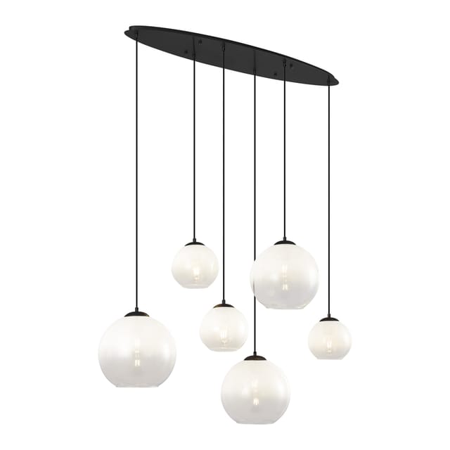 Qazqa Pendelleuchte Misty, ohne Leuchtmittel, E27, Schwarz, Modern, Stahl, 6-flammig