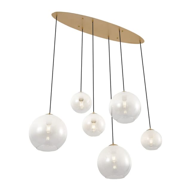 Qazqa Pendelleuchte Misty, ohne Leuchtmittel, E27, Gold/Messing, Hotel chic, Stahl, 6-flammig