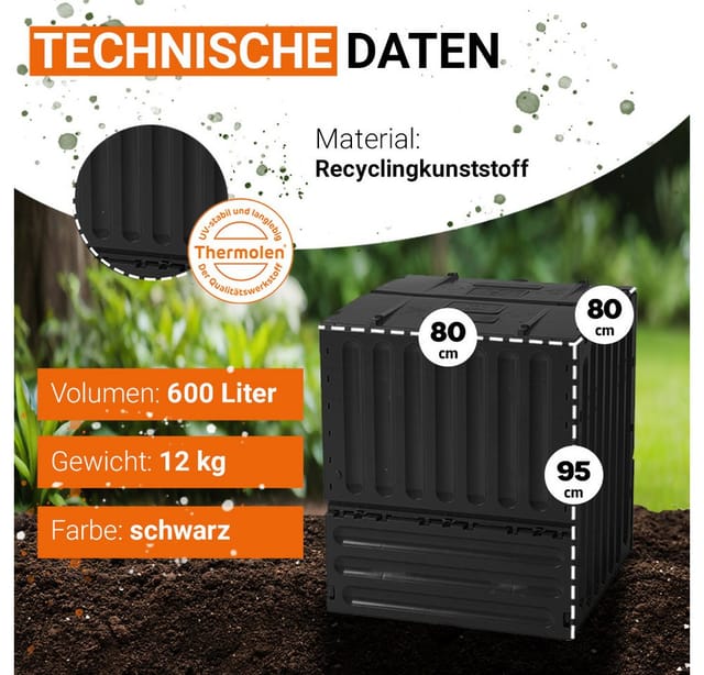 GARANTIA Komposter ECO-KING Komposter 600 Liter schwarz