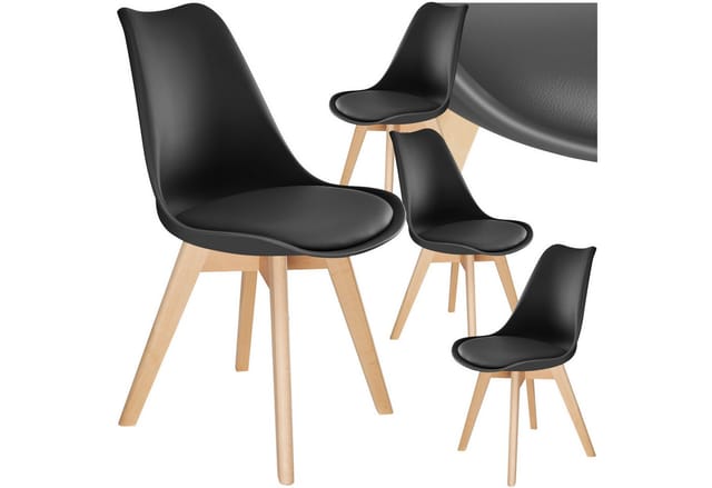 tectake Esszimmerstuhl Küchenstuhl Frederikke ergonomisch, mit Filzgleiter, 49x53x82 cm (Set, 4 St), Strapazierfähige Polsterung für großen Sitzkomfort