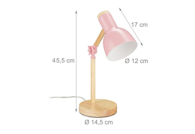 relaxdays Schreibtischlampe Holz verstellbar, Rosa