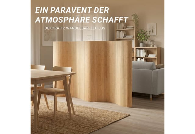 Homestyle4u Paravent Raumteiler Trennwand Bambus Sichtschutz Holz 145x200 195x200 Indoor (1 St), Braun, Faltwand