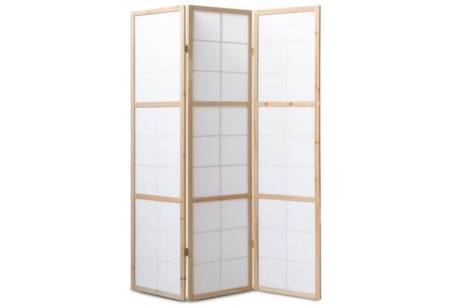Homestyle4u Paravent Holz Raumteiler Trennwand Shoji in Weiß Sichtschutz Indoor faltbar (3-teilig)