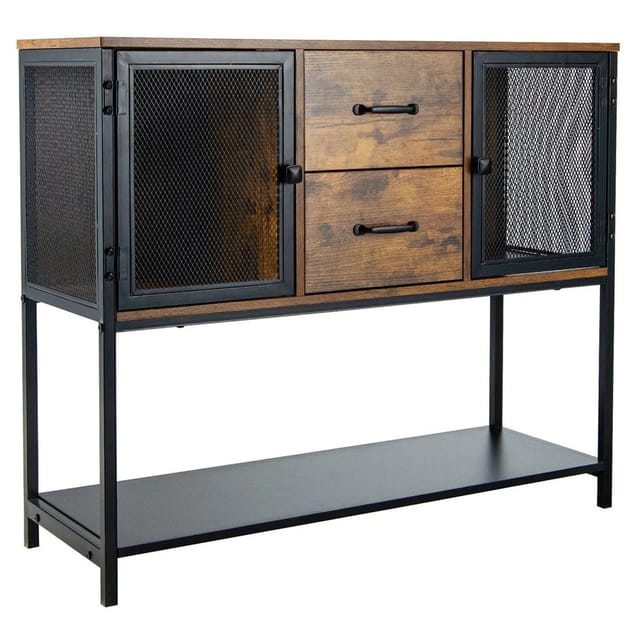 COSTWAY Konsolentisch Sideboard, mit 2 Schubladen und 2 Fächern, 100cm