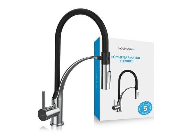 Bächlein Küchenarmatur Assaranco - flexibler Küchen Wasserhahn mit magnetischer Halterung Magnethalterung der Brause