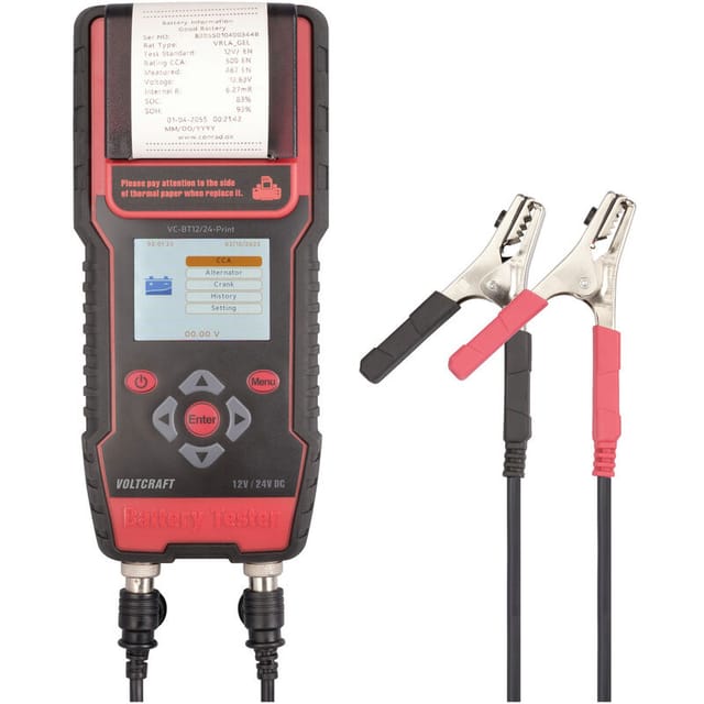 VOLTCRAFT Batterietester VOLTCRAFT VC-BT12/24-Print Kfz-Batterietester 12 V, 24 V Batterieprüfu