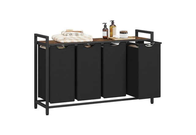 VASAGLE Wäschekorb, 4 Fächer, mit Ablage, ausziehbar abnehmbar, 4/5 x 40 L