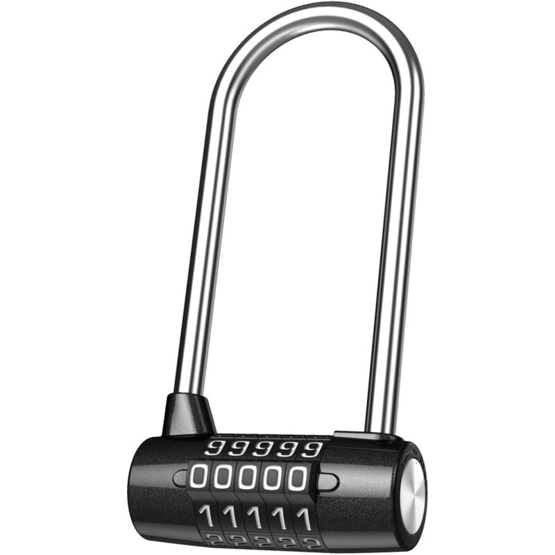5-stelliges Sicherheitsschloss, Zurücksetzbares Zahlenschloss Mit Langem Kabel, Wasserbeständiger Edelstahl, Ideal Für Turnhallen, Sport-/schulspinde, Zäune Und Lagerräume.