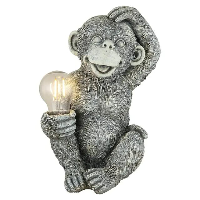 GLOBO LIGHTING LED Dekofigur, LED-Leuchtmittel fest verbaut, Solarleuchte Außenlampe Affe grau Gartendeko Terrassenleuchte klar