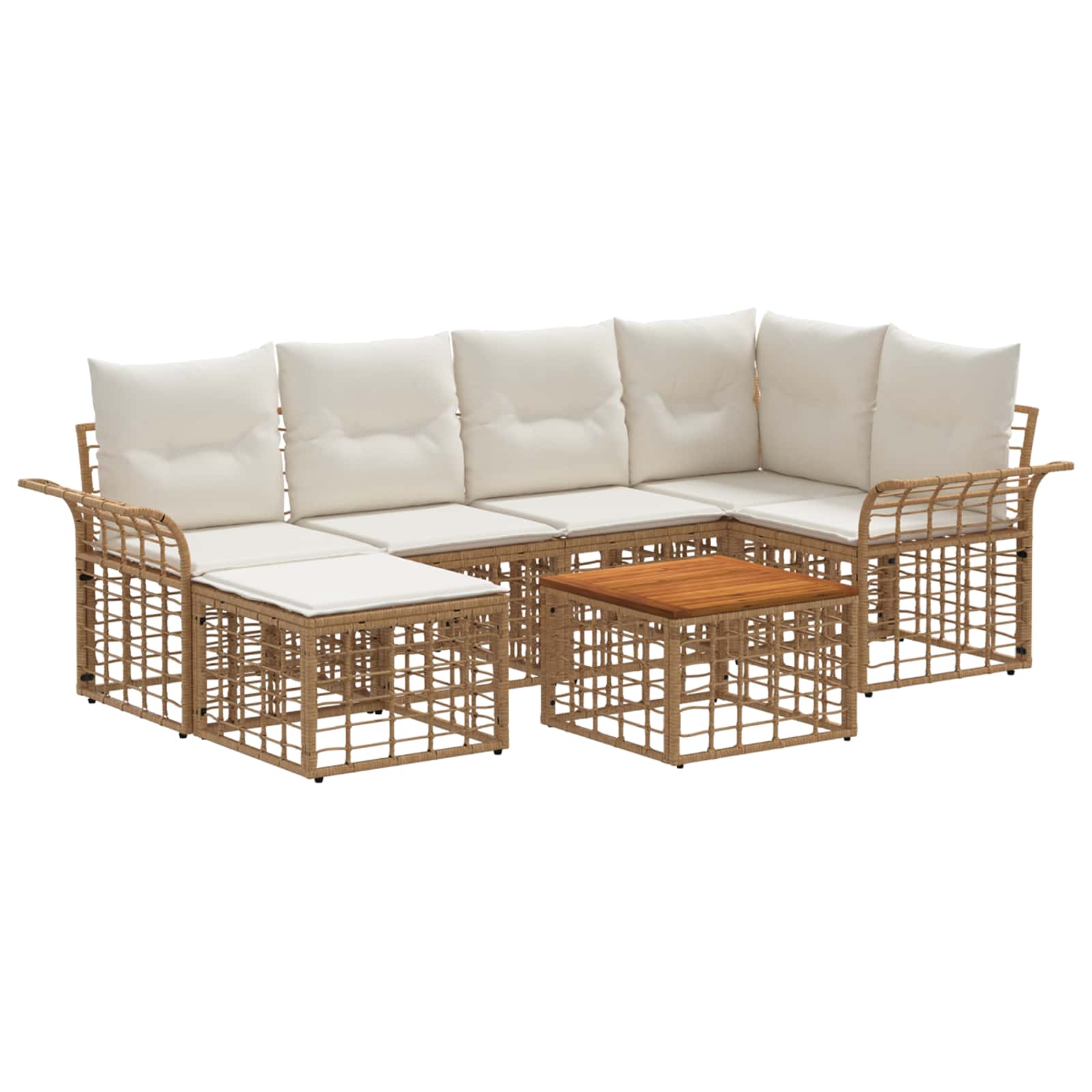 Maison Exclusive - Outdoor-sofagarnitur 7 Stk. 6-sitzer Natur Und