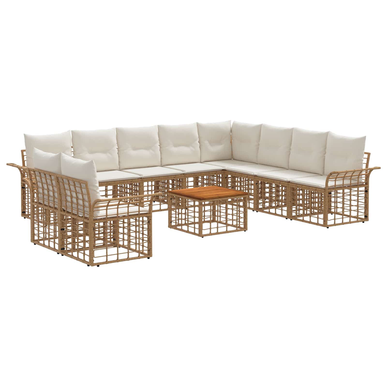 Maison Exclusive - Outdoor-sofagarnitur 11 Stk. 10-sitzer Natur U