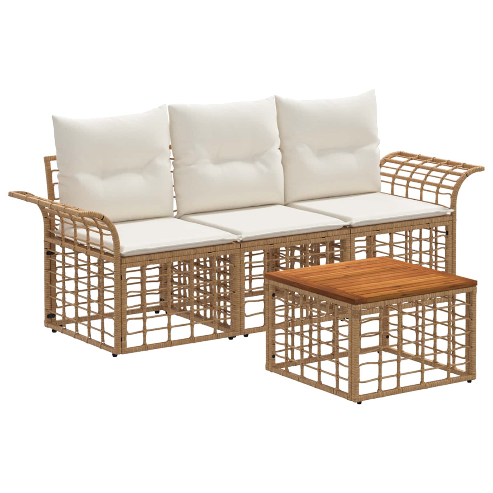 Maison Exclusive - Outdoor-sofagarnitur 4 Stk. 3-sitzer Natur Und