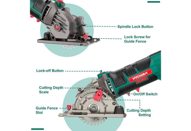 HYCHIKA BETTER TOOLS FOR BETTER LIFE Mini-Handkreissäge HYCHIKA Mini Circular Saw Hand-Held Circular Saw, 1-St.