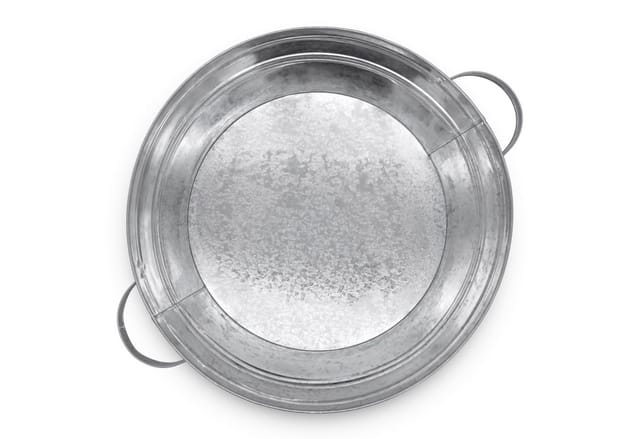 Spetebo Pflanzschale Metallwanne verzinkt mit Griffen (silber, 1 St., Ø 40 cm), Metall Gartenteich Wanne silber verzinkt