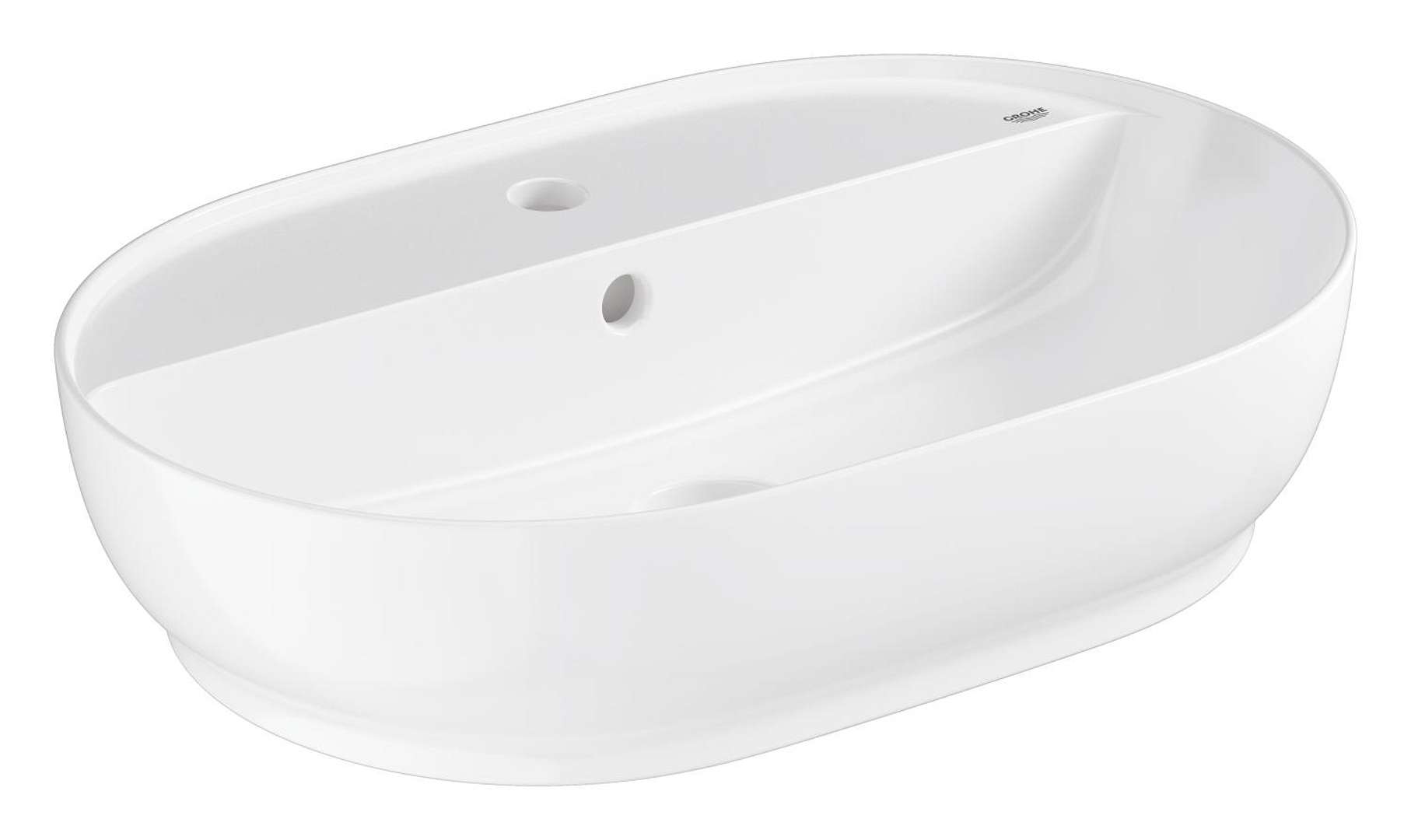 Grohe Essence - Aufsatzwaschbecken, 60x40 Cm, Mit Überlauf, Mit Hahnloch, Alpinweiß 103569sh00