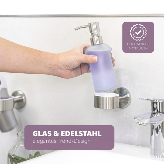 bremermann Seifenspender Bad-Serie PIAZZA - aus Glas & Edelstahl, matt, (1-tlg)