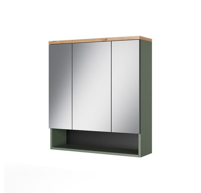 Vicco Badezimmerspiegelschrank Eden, Grün/Artisan, 70 x 77.5 cm mit 3 Spiegeltüren (1-St)