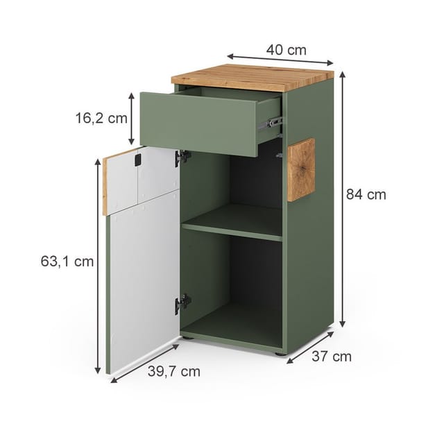 Vicco Midischrank Eden, Grün/Artisan, 40 x 84 cm (1-St)