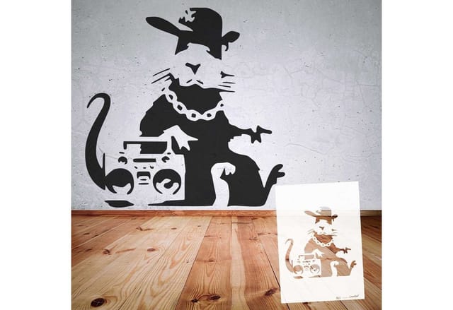 LaserCad Motivschablone BANKSY Streetart für Graffiti, Airbrush, Deko