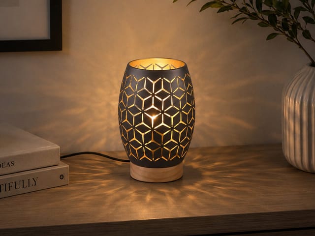 Reality Leuchten LED Nachttischlampe, Dimmfunktion, LED wechselbar, über Schalter in 3 Stufen dimmbar, warmweiß, klein-e besondere mit Holz-fuß für Fensterbank & Wintergarten, H: 21cm