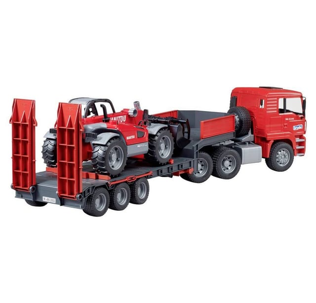 Bruder® Spielzeug-LKW bruder MAN TGA Tieflader mit Manitou Teleskoplader