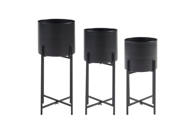 en.casa Blumenständer (3 St), »Orsa« 3er Set Metall Schwarz
