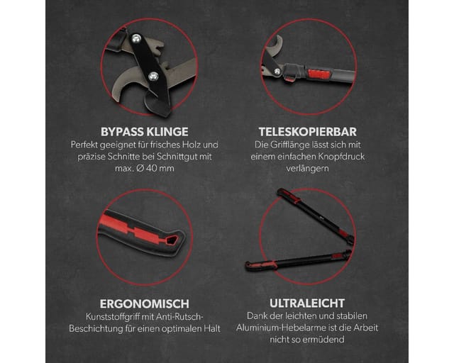 siwitec Astschere Astschere Teleskop Bypass 66-92 cm Getriebeastschere Baumschere Astsch