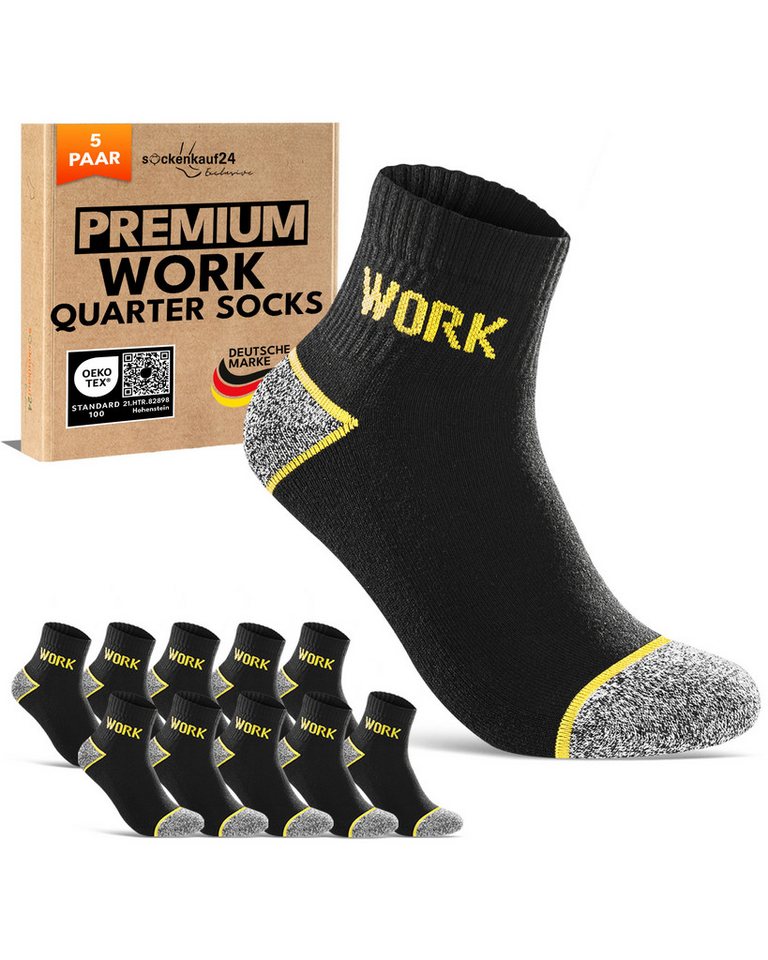 sockenkauf24 Arbeitssocken Herren Kurze Premium WORK Quarter Socken mit Komfortbund, verstärkt (5-Paar) gepolsterte Sohle, ohne Naht, Ferse & Fußspitze verstärkt Bild 2