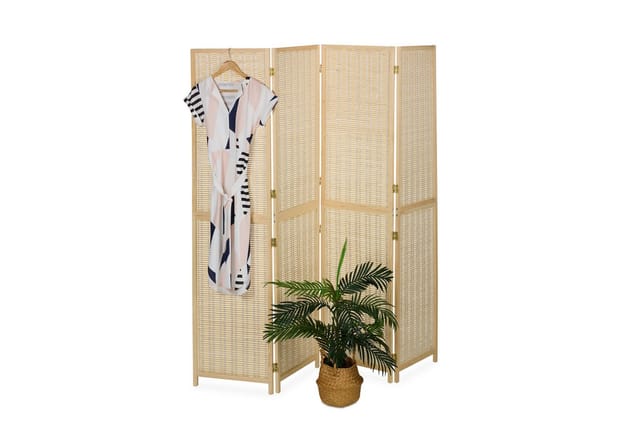 relaxdays Paravent Bambus Paravent 4-teilig