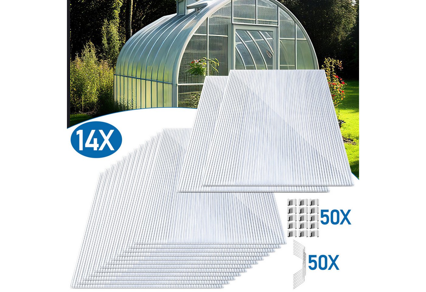 Clanmacy Doppelstegplatte Hohlkammerplatte Transparente Polycarbonat-Doppelschichtplatte, 4,00 mm, (14-St) Bild 5