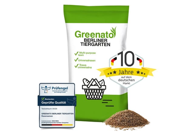 Greenato Rasensamen Berliner Tiergarten - Grassamen schnellkeimend -, 5 kg, für Zierrasen, Schattenrasen oder Trockenrasen
