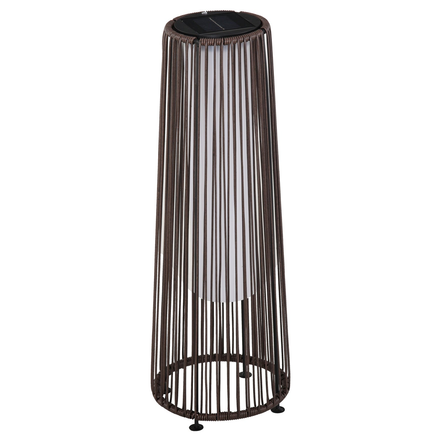 Solar Rattan Garden Lamp, Led, 61 Cm, Brown