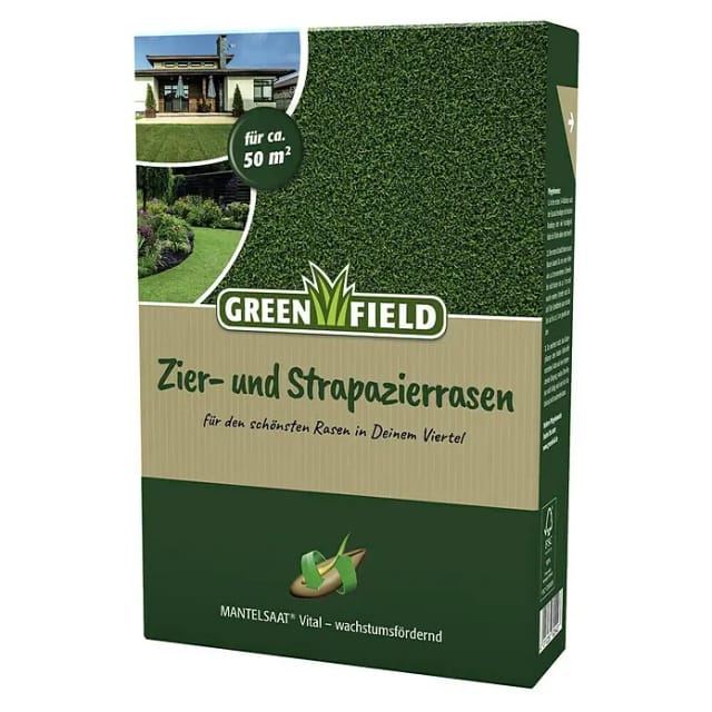 Greenfield Rasensamen Zier- und Strapazierrasen, Mantelsaat Vital, 1 kg Rasensamen, 1 kg