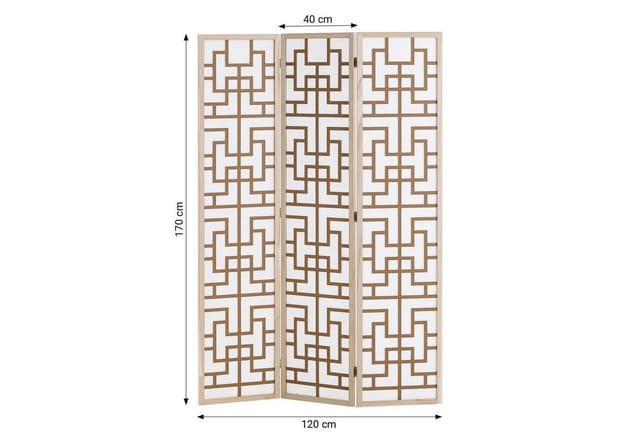 Homestyle4u Paravent Raumteiler Holz Shoji Trennwand Natur Sichtschutz Indoor faltbar (3-teilig), Braun, faltbar