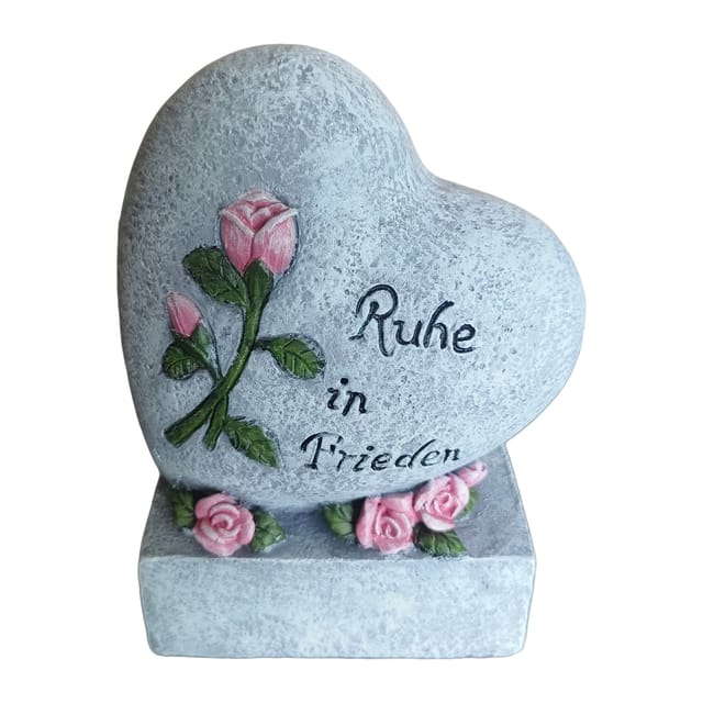 relaxdays Dekofigur Grabschmuck Herz mit Spruch, grau