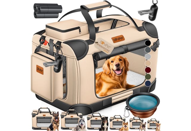 Lovpet Tiertransportbox bis 7 kg, Hundebox Hundetransportbox faltbar Inkl.Hundenapf Transport