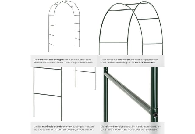 tectake Rosenbogen Rankgitter 240 cm, aus Stahl